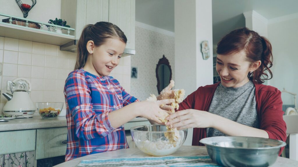 Friends baking together